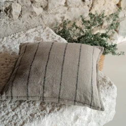 Coussin*alinea Coussin à rayures en lin 65x65cm - Beige