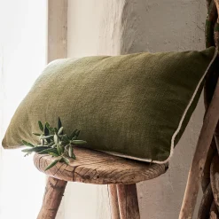 Coussin*alinea Coussin avec passepoil en lin et coton 30x50cm - tamegroute Vert