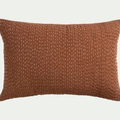 Coussin*alinea Coussin avec surpiqûres Kantha en lin et coton 40x60cm - brun rustrel Marron