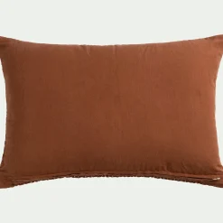 Coussin*alinea Coussin avec surpiqûres Kantha en lin et coton 40x60cm - brun rustrel Marron