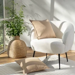 Coussin*alinea Coussin brodé en coton 45x45cm - corde Beige