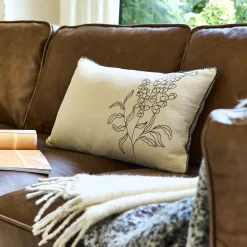 Coussin*alinea Coussin brodé en coton 30x50cm - Naturel