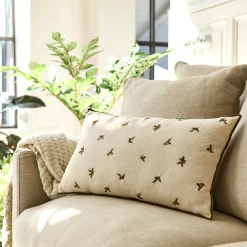 Coussin*alinea Coussin broderie florale en coton 30x50cm - Naturel