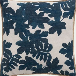 Coussin Exterieur*alinea Coussin d'extérieur à motif feuilles de figuier 45x45cm - bleu