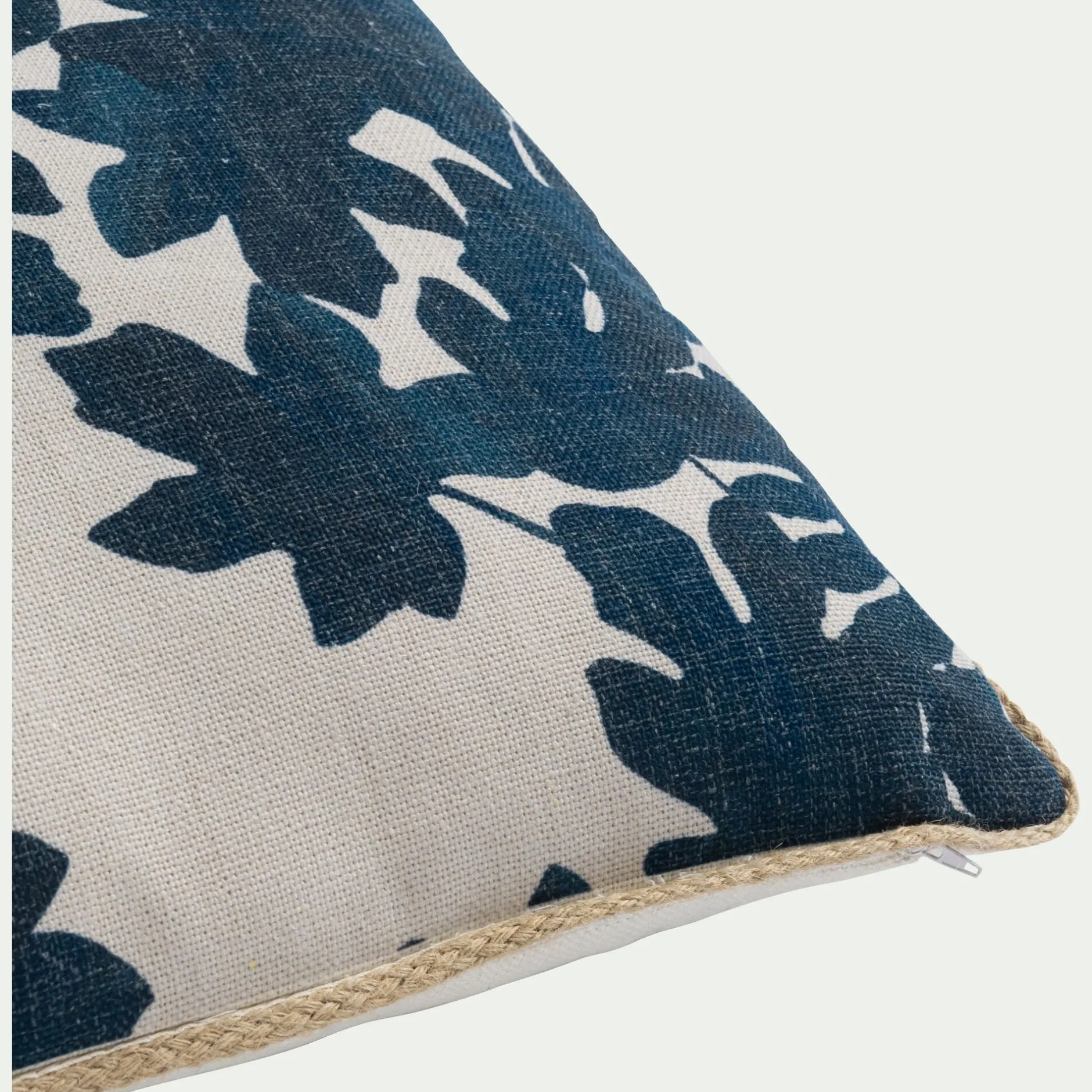 Coussin Exterieur*alinea Coussin d'extérieur à motif feuilles de figuier 45x45cm - bleu