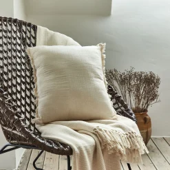 Coussin*alinea Coussin effet froissé en coton 45x45cm - Beige