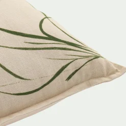 Coussin*alinea Coussin en coton à motif oyat finition surpiqure 45x45cm - Beige