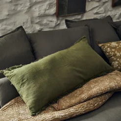 Coussin*alinea Coussin en coton finition franges 40x90cm - garrigue Vert