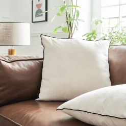 Coussin*alinea Coussin en coton finition point bourdon 45x45cm - Beige