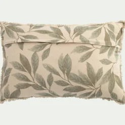 Coussin*alinea Coussin en coton motif végétal finition franges 40x60cm - Vert