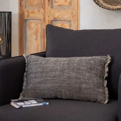 Coussin*alinea Coussin en lin chambray - 30x50cm Noir
