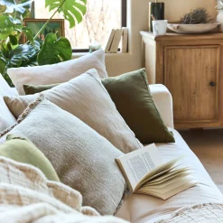 Coussin*alinea Coussin en lin et coton finition liseré 45x45cm - Beige