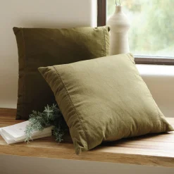 Coussin*alinea Coussin en lin et coton finition liseré 45x45cm - mousse Vert