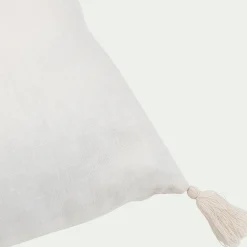 Coussin*alinea Coussin en lin finition pompons 30x80cm - ventoux Blanc