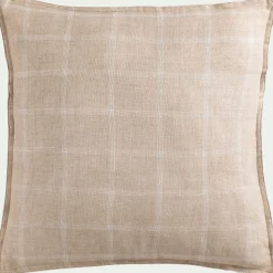 Coussin*alinea Coussin en lin lavé à carreaux 45x45cm - Beige