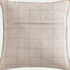 Coussin*alinea Coussin en lin lavé à carreaux 45x45cm - Beige