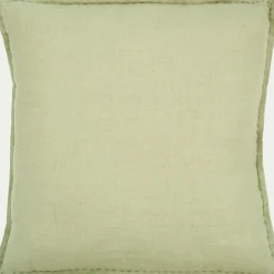 Coussin*alinea Coussin en lin lavé finition surpiqure 45x45cm - olivier Vert