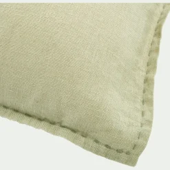 Coussin*alinea Coussin en lin lavé finition surpiqure 45x45cm - olivier Vert