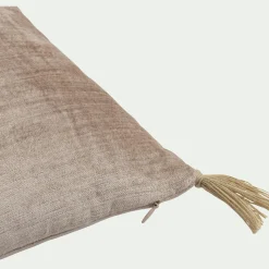 Coussin*alinea Coussin en velours de coton finition pompons 30x50cm - Beige