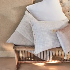 Coussin*alinea Coussin en velours de coton finition pompons 30x50cm - Beige