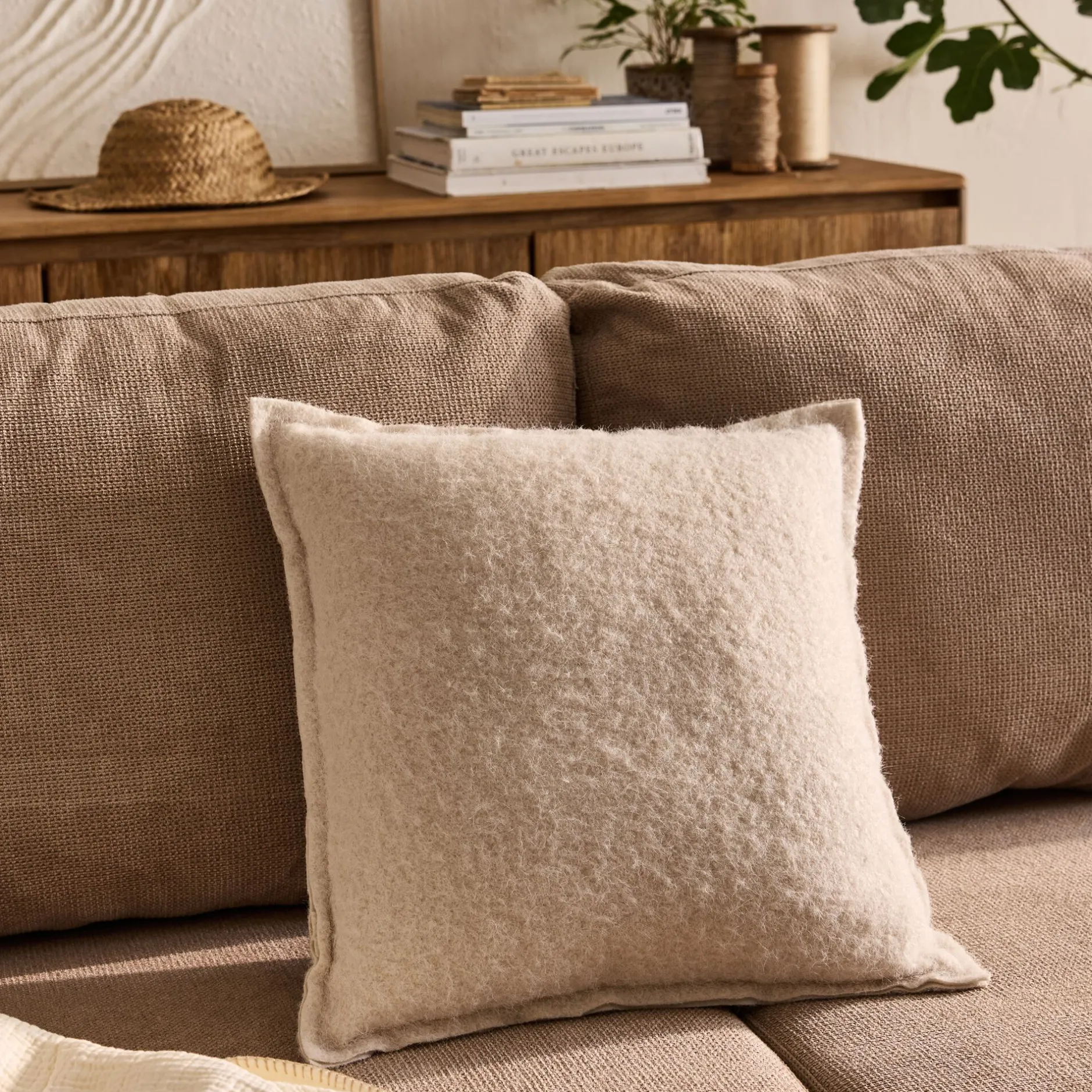 Coussin*alinea Coussin feutrine en tissu 45x45cm - écru Blanc