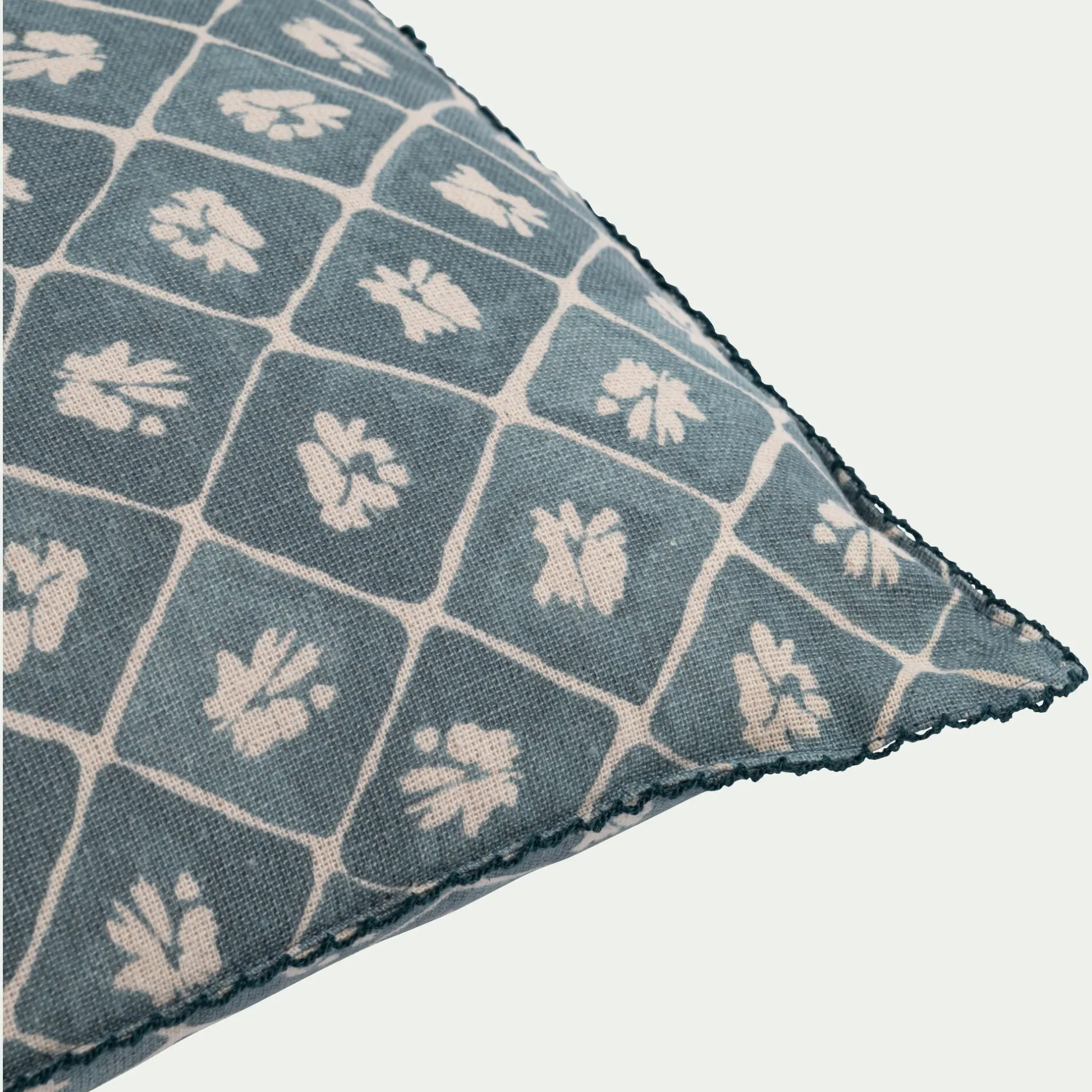 Coussin*alinea Coussin finition croquet en coton 30x50cm - Bleu