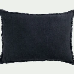 Coussin*alinea Coussin frangé en lin 50x70cm - Bleu