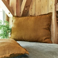 Coussin*alinea Coussin frangé en lin 50x70cm - brun alep Marron