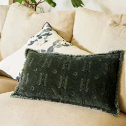 Coussin*alinea Coussin frangé en velours 30x50cm - cèdre Vert