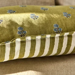 Coussin*alinea Coussin motif dépareillé en lin et coton 30x50cm - Vert