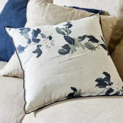 Coussin*alinea Coussin motif floral en lin et coton 45x45cm - Blanc