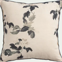 Coussin*alinea Coussin motif floral en lin et coton 45x45cm - Blanc