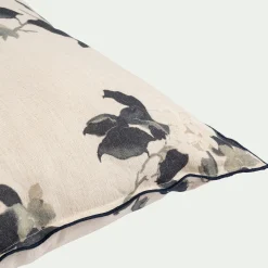 Coussin*alinea Coussin motif floral en lin et coton 45x45cm - Blanc