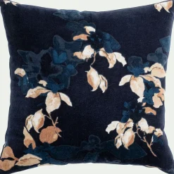 Coussin*alinea Coussin motif floral en velours 45x45cm - Bleu