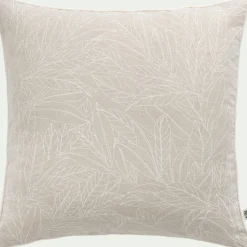 Coussin*alinea Coussin motif Laurier en lin et coton 45x45cm - Blanc