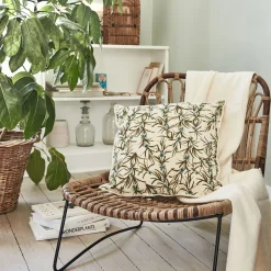 Coussin*alinea Coussin motif romarin en coton 45x45cm - Blanc