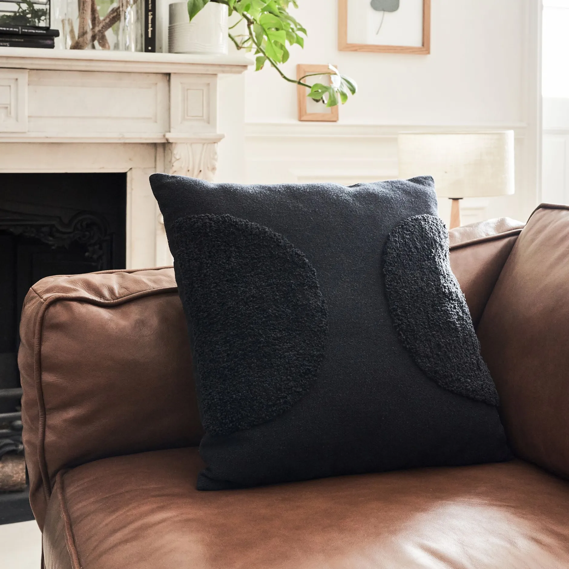 Coussin*alinea Coussin motifs laineux en coton 45x45cm - Noir