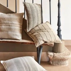 Coussin*alinea Coussin rayé en lin 45x45cm - Jaune