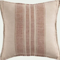 Coussin*alinea Coussin rayé en lin 45x45cm - Rouge