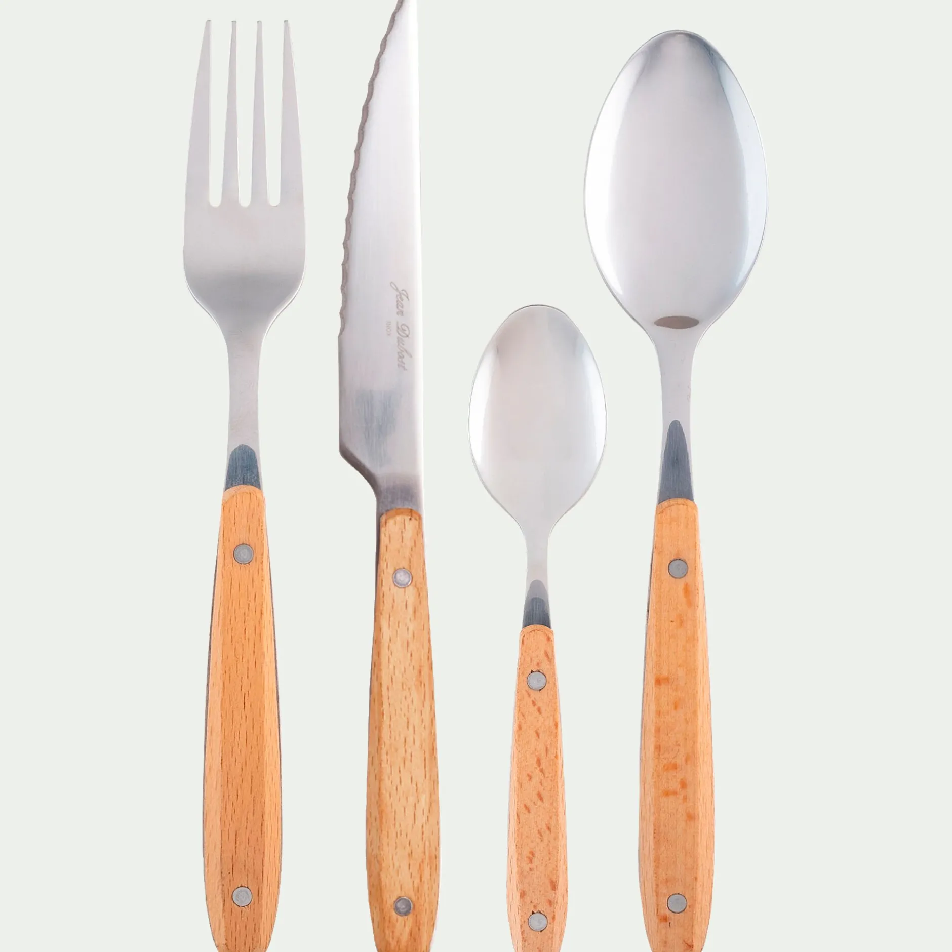 Couvert De Table*alinea Couteau en inox et manche en bois de hêtre - Naturel