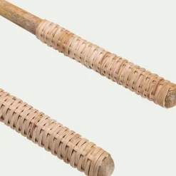 Couvert De Service*alinea Couverts à salade en bois de manguier et manche en rotin Bois clair