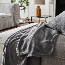 Plaid|Couvre-Lit*alinea Couvre lit effet polaire- ardoise 180x220cm Gris