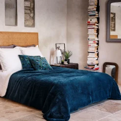 Plaid|Couvre-Lit*alinea Couvre lit imitation fourrure- figuerolles 180x220cm Bleu