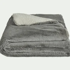 Plaid|Couvre-Lit*alinea Couvre lit imitation fourrure 180x220cm - restanque Gris