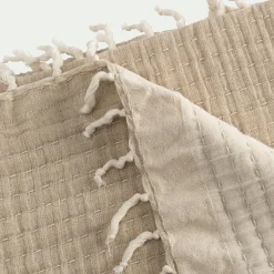 Couvre-Lit*alinea Couvre-lit en coton frangé 230x250cm - Beige