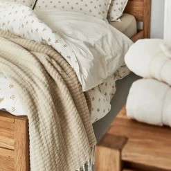 Couvre-Lit*alinea Couvre-lit en coton frangé 230x250cm - Beige