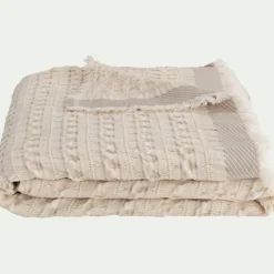 Plaid*alinea Couvre-lit en coton 130x170cm points fantaisies - écru Blanc