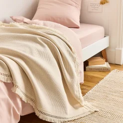 Couvre-Lit*alinea Couvre-lit en coton 130x170cm point ajouré - écru Blanc