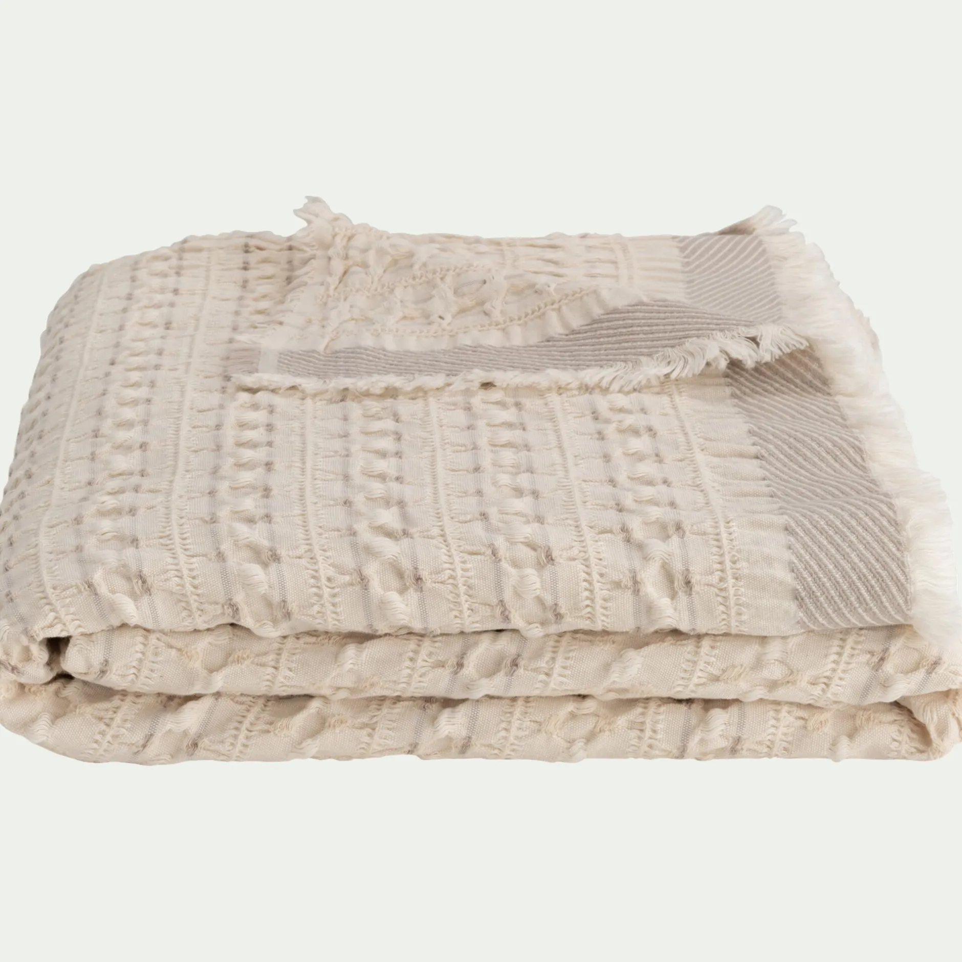 Couvre-Lit*alinea Couvre-lit en coton 230x240cm points fantaisies - écru Blanc