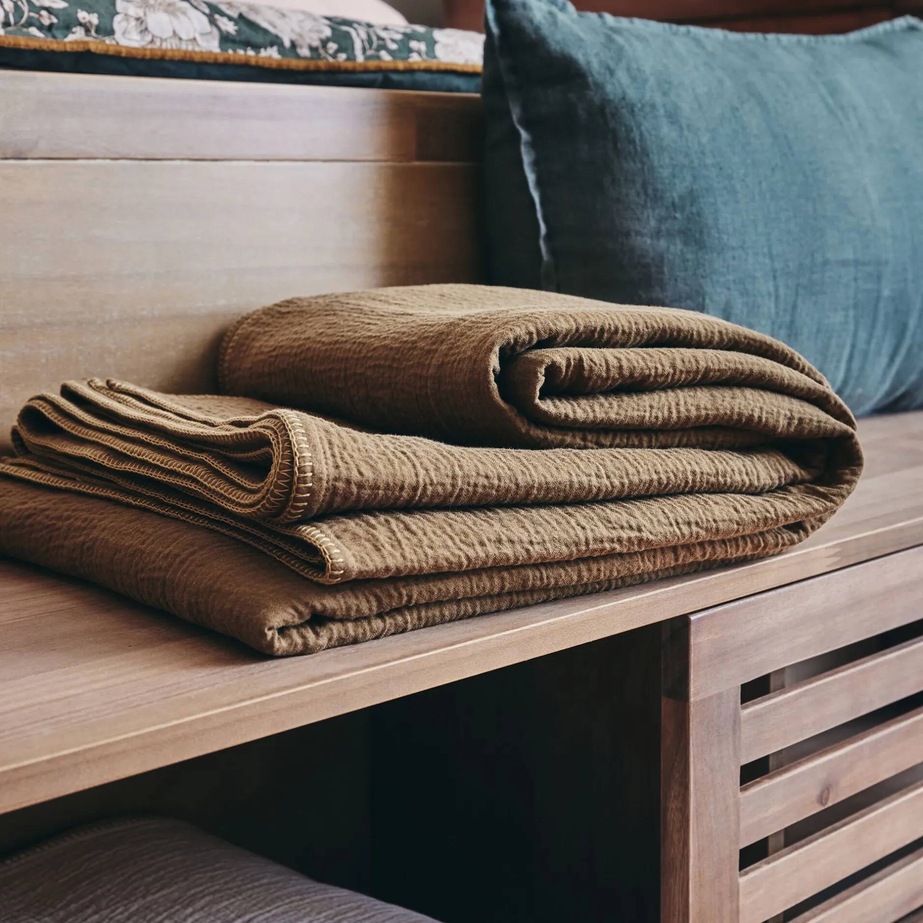 Couvre-Lit*alinea Couvre-lit en triple gaze de coton 230x250cm - Vert